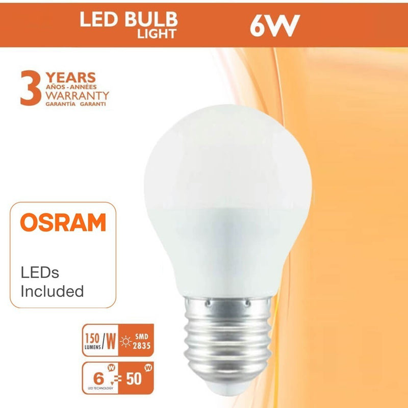 6W E27 G45 LED Bulb with OSRAM Chip 3000K - LED Light Bulbs - Lamps