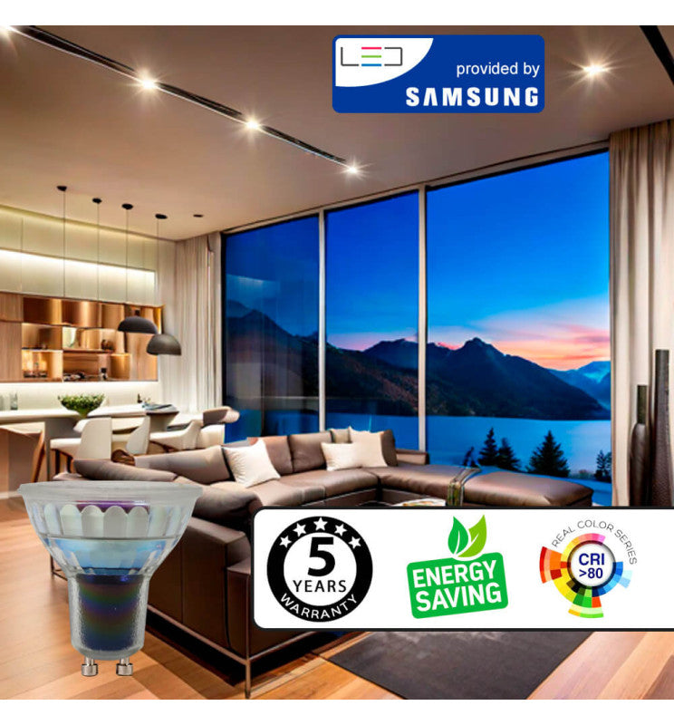 6W GU10 Glass LED Bulb with SAMSUNG Chip 5700K - Lamps