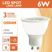 6W GU10 LED Bulb with OSRAM Chip Clear Cover 3000K - GU10 Bulb