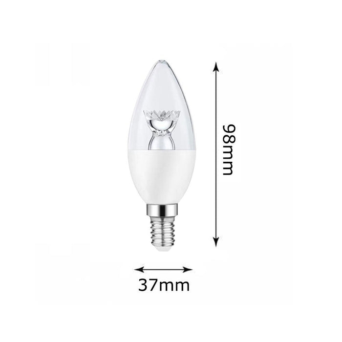 6W LED E14 Candle Bulb with Lens 6000K - E14 Candle Bulb