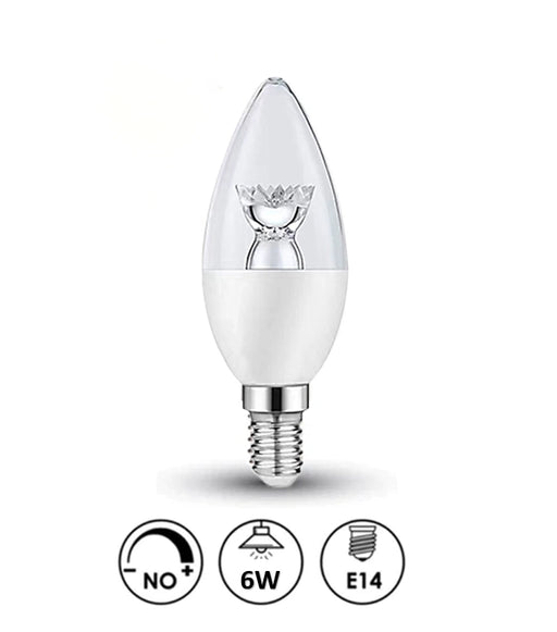 6W LED E14 Candle Bulb with Lens 4000K - E14 Candle Bulb