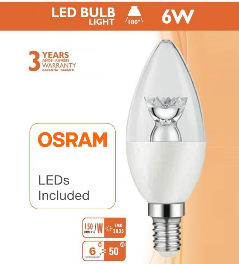 6W E14 LED Candle Bulb with Lens 4000K - E14 Candle Bulb