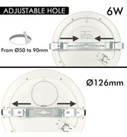 6W Round MOSS LED Ceiling Light White with Adjustable Cut Out 3 CCT - Ceiling Light Fixtures - Downlights