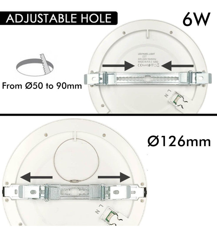 6W Round MOSS LED Ceiling Light White with Adjustable Cut Out 3 CCT - Ceiling Light Fixtures - Downlights
