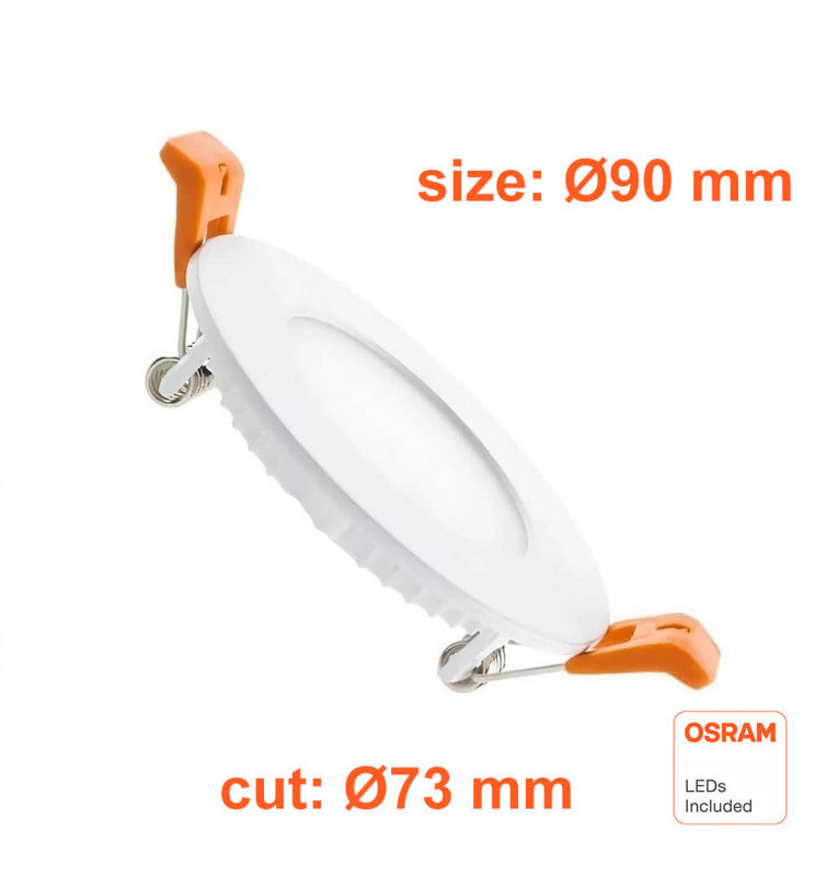 6W Round Slim LED Downlight with OSRAM Chip 4CCT - Downlights