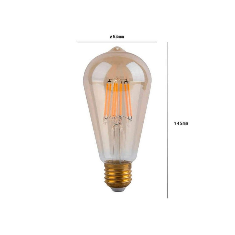 6W ST64 LED Bulb Filament Vintage E27 Gold 2200K - LED Light Bulbs - Lamps