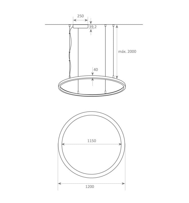 77W Circular SPACE VENUS LED Pendant Light in Black 120cm - Ceiling Light Fixtures - Linear Lights