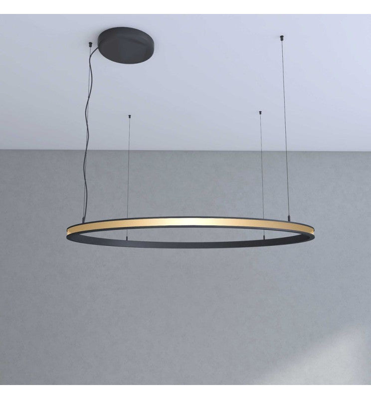 77W Circular SPACE VENUS LED Pendant Light in Black 120cm - Ceiling Light Fixtures - Linear Lights