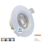 7W Round LED Downlight in White with OSRAM Chip IP54 3 CCT - LED Downlight
