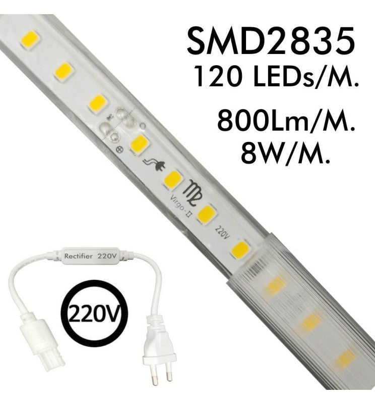 8W Dimmable LED Strip with Rectifier Cable 50m 5700K - Light Ropes & Strings - Strip Lights