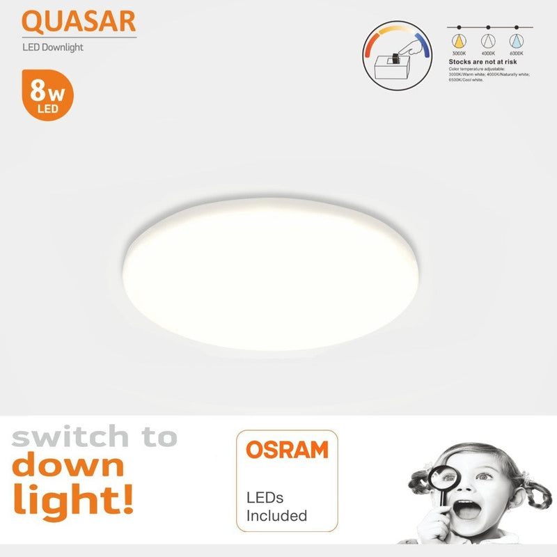 8W Frameless QUASAR LED Downlight with OSRAM Chip 3 CCT - Ceiling Light Fixtures - Downlights