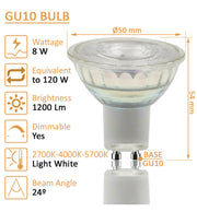 8W HIGH LUMINOSITY DIMMABLE LED GU10 Bulb - Glass - 24º 4000K - LED Light Bulbs - Lamps
