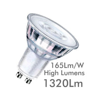 8W HIGH LUMINOSITY LED GU10 Bulb - Glass - 24º 4000K - LED Light Bulbs - Lamps