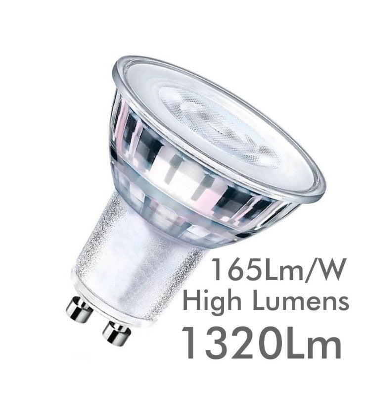 8W HIGH LUMINOSITY LED GU10 Bulb - Glass - 24º 5700K - LED Light Bulbs - Lamps