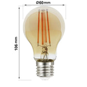 7W Dimmable E27 A60 LED Filament Bulb 2700K - Retro bulb
