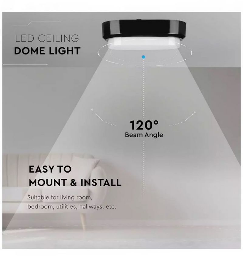 8W Oval LED Dome Light in Black 6400K - LED light