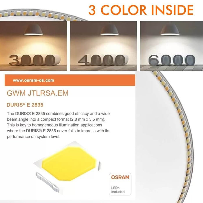 8W Round LED Downlight with OSRAM Chip UGR17 and 3 CCT - LED ceiling