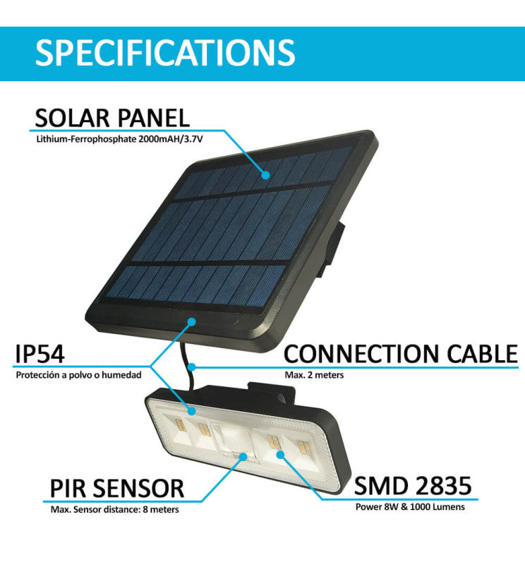 8W Solar LED Wall Light with PIR Motion Sensor 4000K - Wall Light Fixtures - Solar Lighting