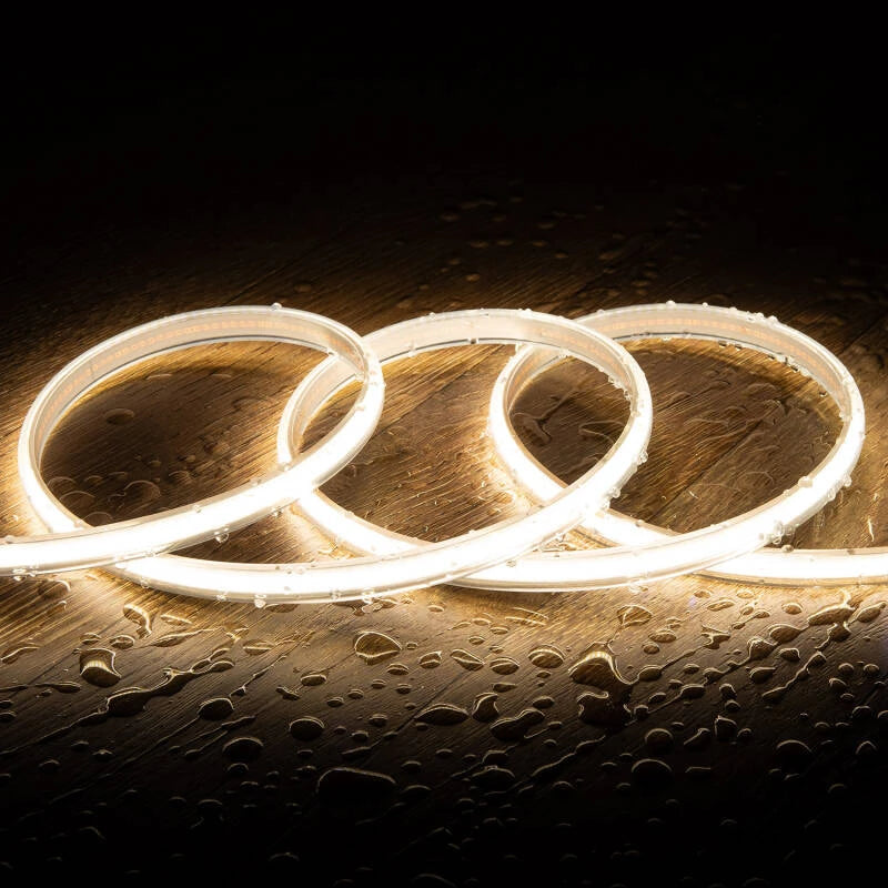 220-240V AC 8W/M Dimmable LED COB Strip Light 720Lm/M IP65 50m