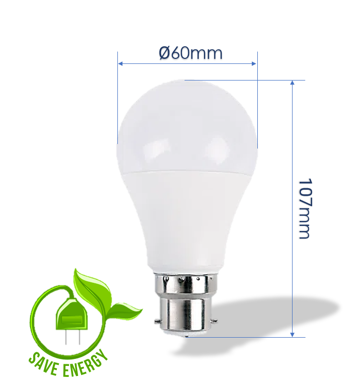 9W LED Bulb B22 GLS A60 4000K - LED Light Bulbs - Lamps