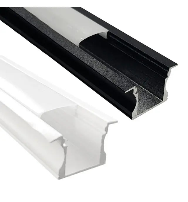 Recessed Aluminum Profile 2m in White or Black for LED Strip