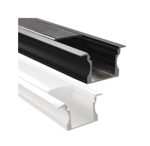 Recessed Aluminum Profile 2m in White or Black for LED Strip - White - Aluminium profile