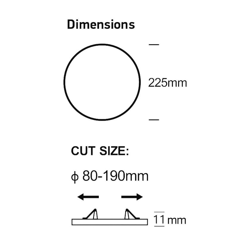 16W/20W/24W Selectable LED Downlight Frameless Adjustable Cut out 80-190mm 4CCT IP20