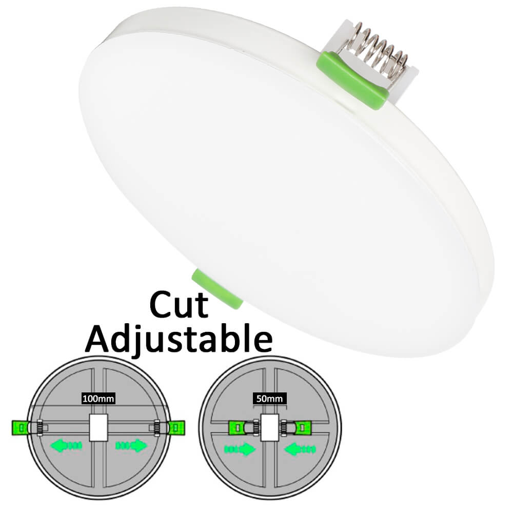 6W/9W/12W Selectable LED Downlight Frameless Adjustable Cut out 50-100mm 4CCT IP20