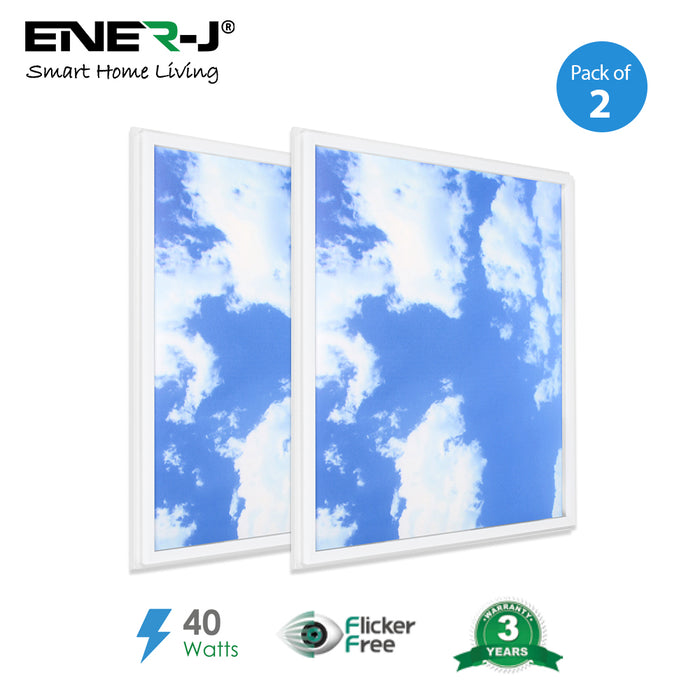 40W Set of 2 SKY LED Ceiling Panel 60x60cms with 2D PRINT