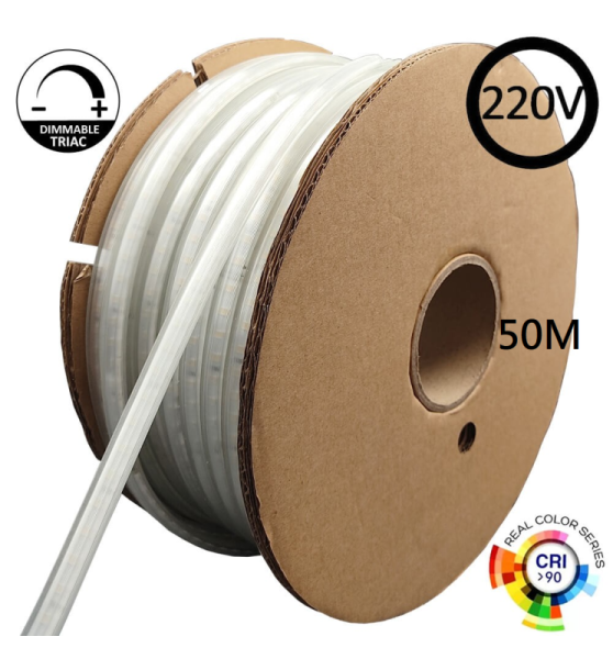 Heavy Duty LED Strip With Rectifier Cable - 220V - 50m - 2700K