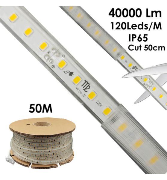 Heavy Duty LED Strip With Rectifier Cable - 220V - 50m - 2700K