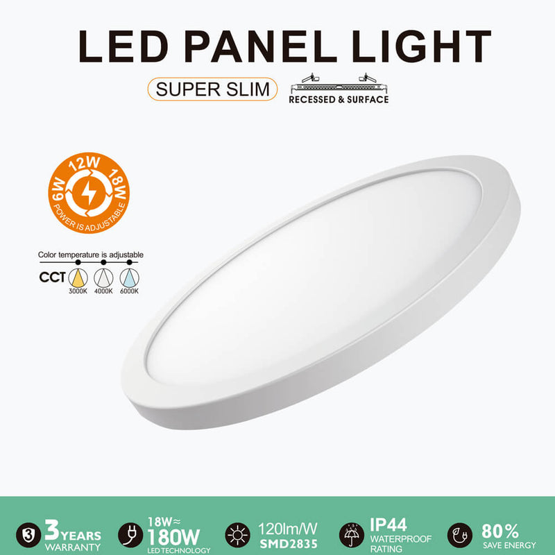 6W-12W-18W Circular LED Ceiling Light NEW MOSS SLIM 3CCT IP44