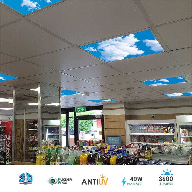 40W Set Of 6 SKY Cloud LED ceiling Panel 3D Effect 60x60cms - LED