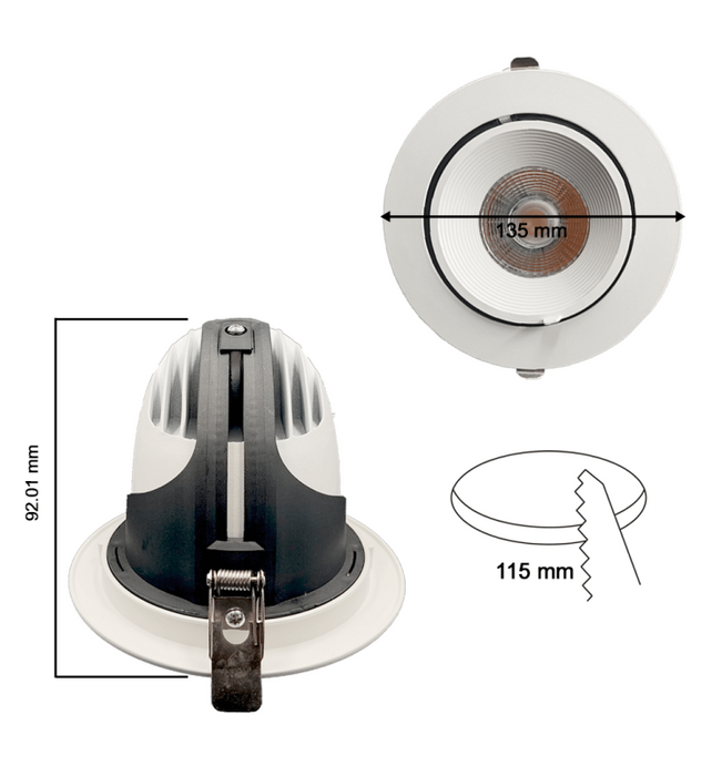 25W Adjustable Recessed LED Spotlight with Philips Driver - 24º - CCT - CRI+92