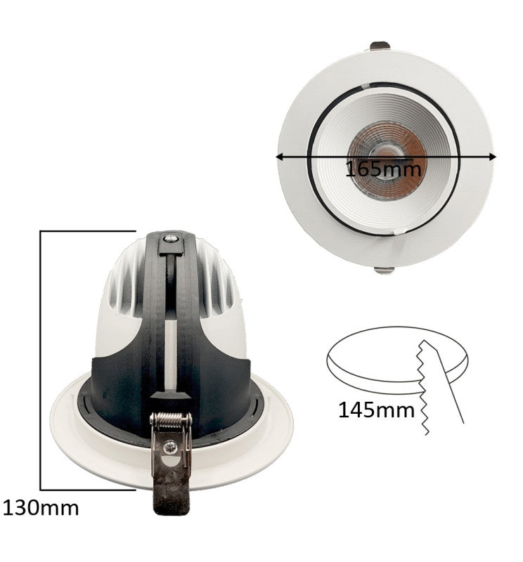 40W Adjustable Recessed LED Spotlight with Philips Driver CCT CRI92