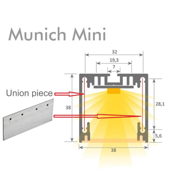 Aluminum connection piece for linear lights Munich Mini and Moscow Mini - Accessories