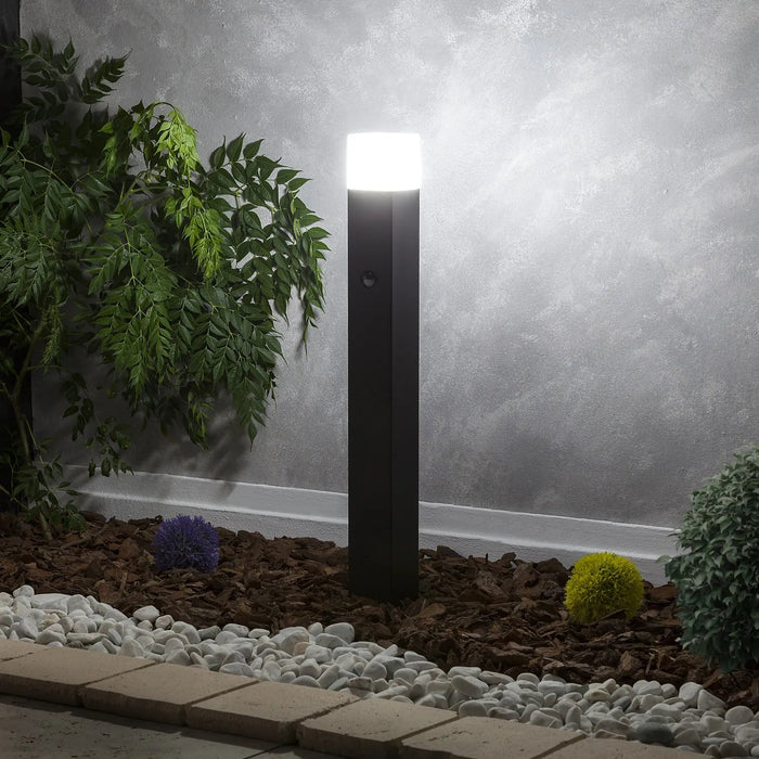 40W Black Augusta Bollard Light with PIR - LED ground light