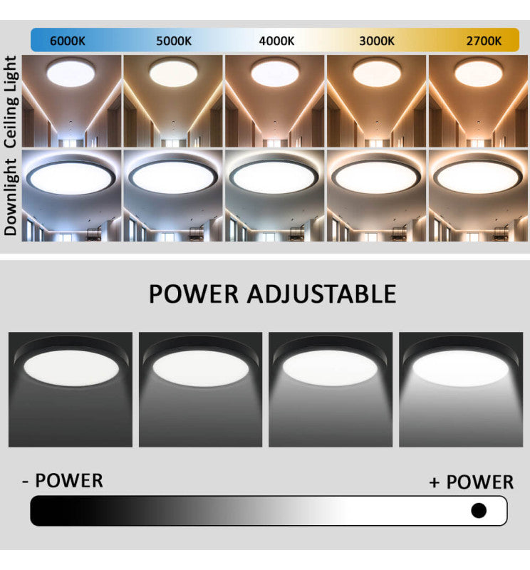 18W to 12W Adjustable Power BONN LED Downlight Black 5 CCT - LED ceiling lighting