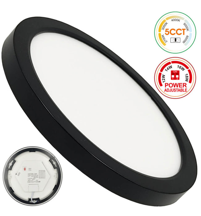 18W-12W Adjustable Power LED Downlight BONN Black IP44 - 5CCT