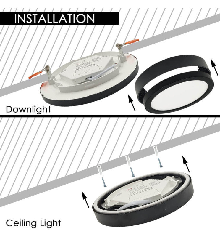 12W to 6W Adjustable Power BONN LED Downlight Black 5 CCT - LED ceiling lighting