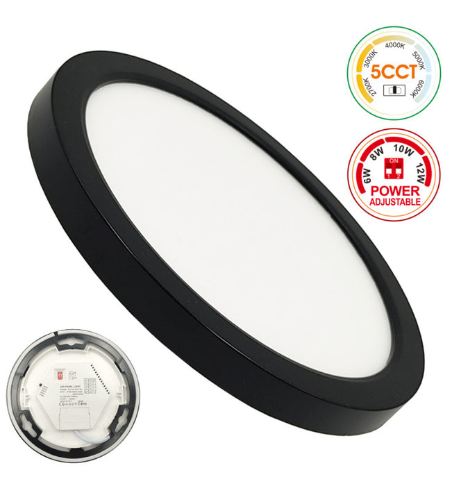 12W-6W Adjustable Power LED Downlight BONN Black IP44 - 5CCT