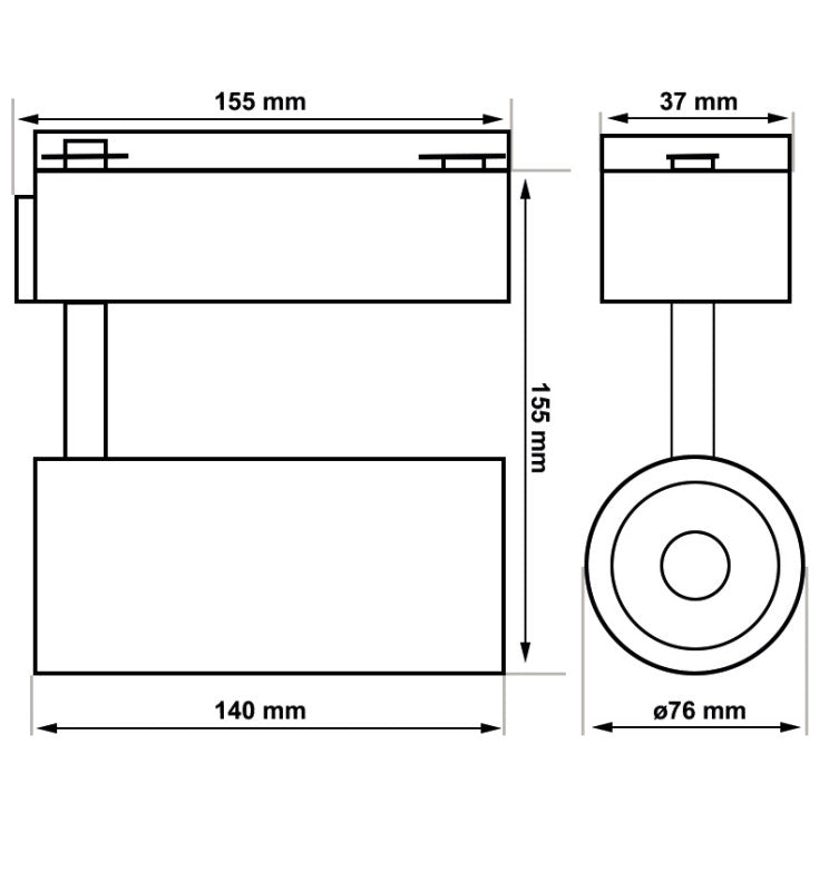 30W LED Track Light PARIS Black Single-Phase with Bridgelux Chip UGR11 24º