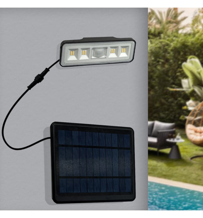 Solar LED Sconce with Detachable Panel - 1000 Lumens - PIR Motion Sensor - 4000K