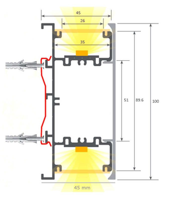 Dimmable Linear LED Wall Light NEW WASHINGTON Grey 0.44m 0.94m 1.44m 1.94m