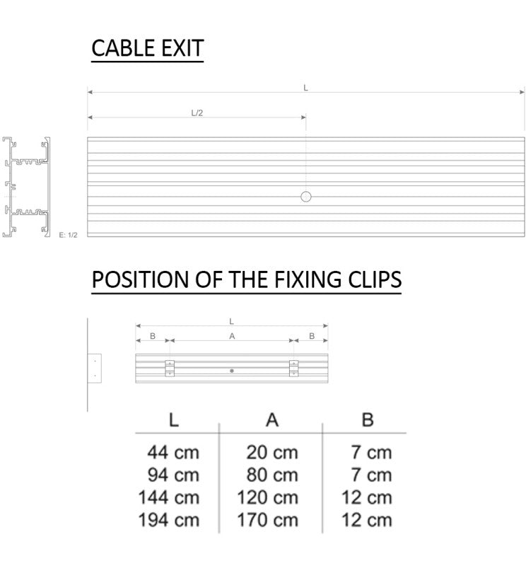 Dimmable Linear LED Wall Light NEW WASHINGTON Grey 0.44m 0.94m 1.44m 1.94m