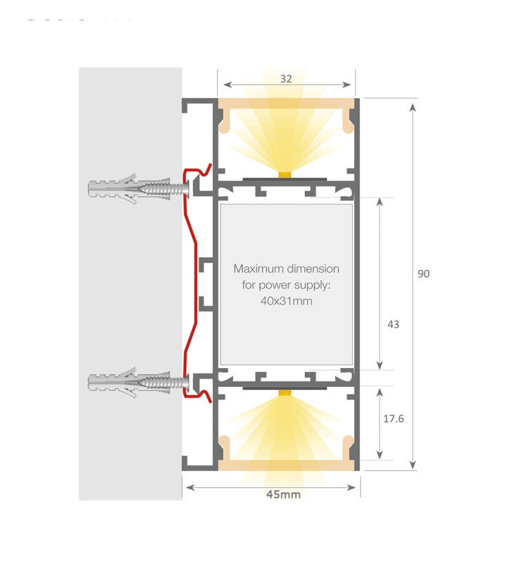 Dimmable OULU LED Wall Light in White 0.44m 0.94m 1.44m 1.94m - Wall Light Fixtures - Linear Lights