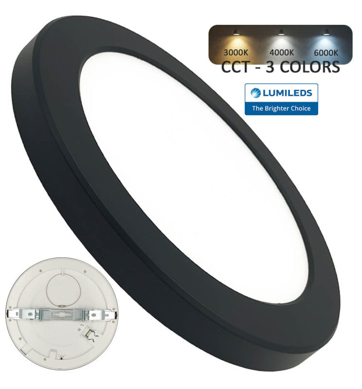 24W Round MOSS LED Ceiling Light BLACK with Adjustable Cut Out 3 CCT - LED ceiling lighting