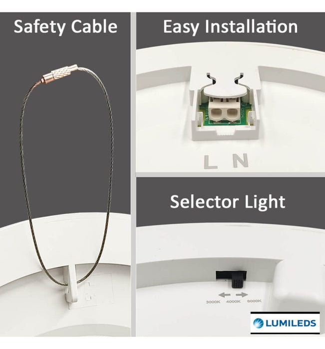 24W Round MOSS LED Ceiling Light White with Adjustable Cut Out 3 CCT