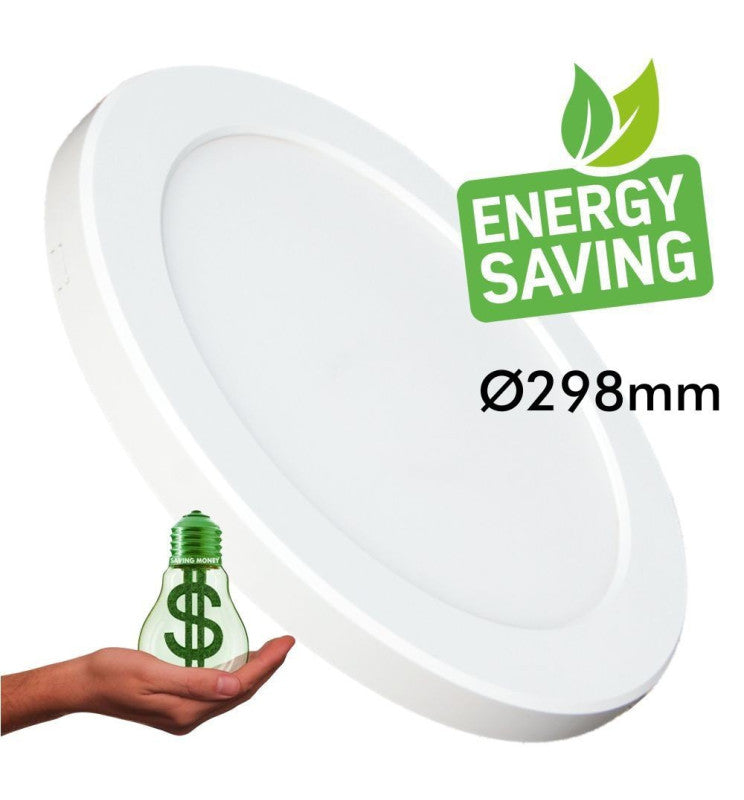 24W Round MOSS LED Ceiling Light White with Adjustable Cut Out 3 CCT - LED ceiling lighting