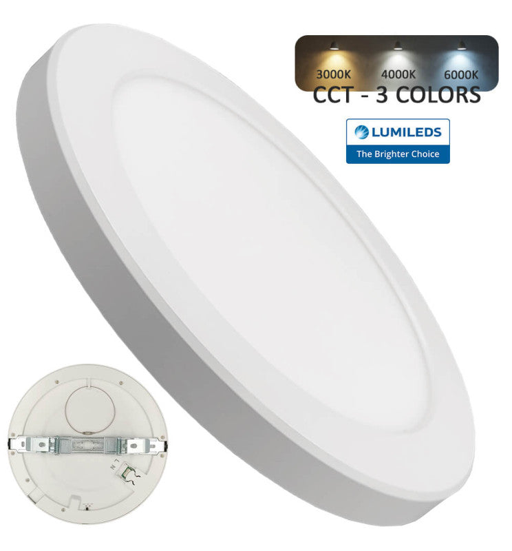 24W Round MOSS LED Ceiling Light White with Adjustable Cut Out 3 CCT - LED ceiling lighting